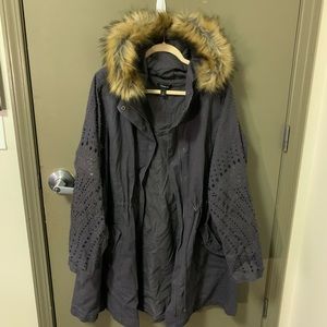 Torrid Long Coat with Fur Hood